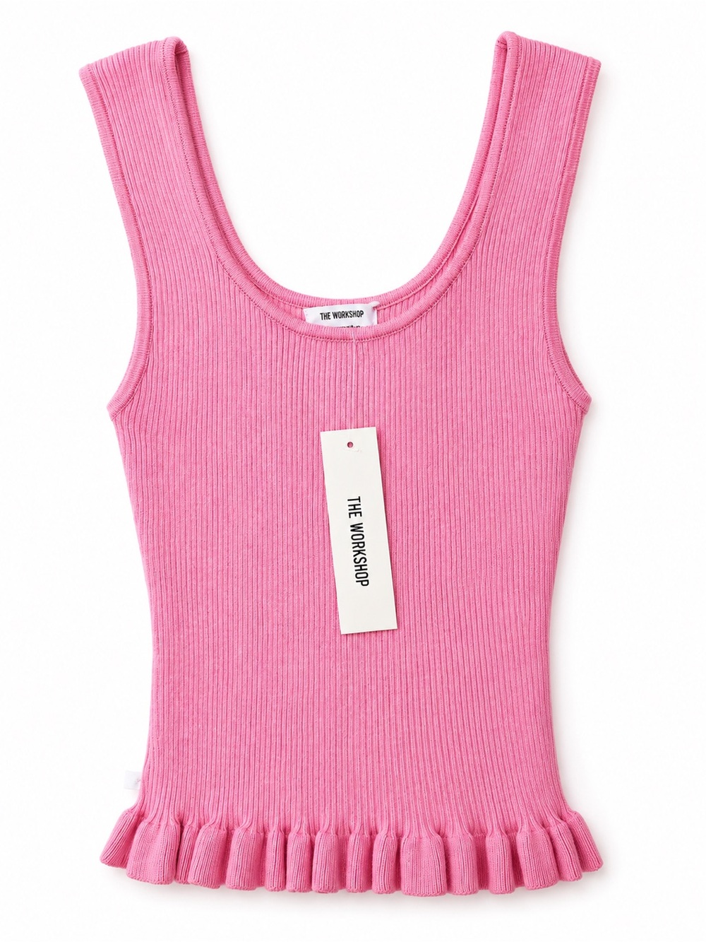 🌸 NEW 🌸Pink Ribbed Tank Top with Ruffle Hem - Picture 4 of 4